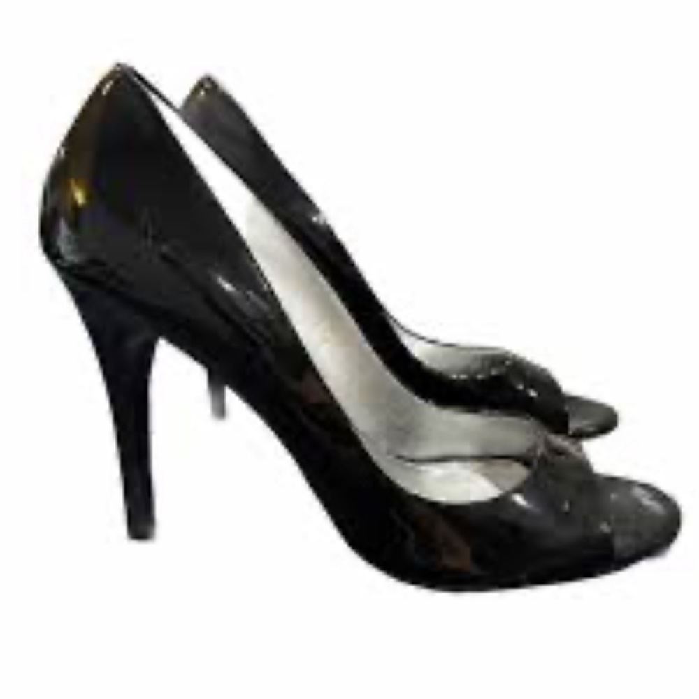 Marc Fisher Black Leather Peep Toe Heels size 8.5